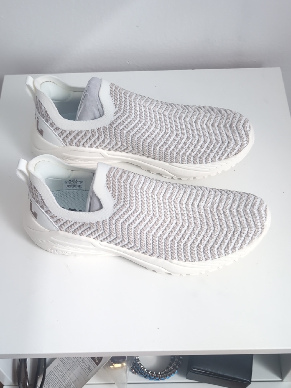 New APL Women's  Athletic Propulsion labs.  White And Brown.  Size 8